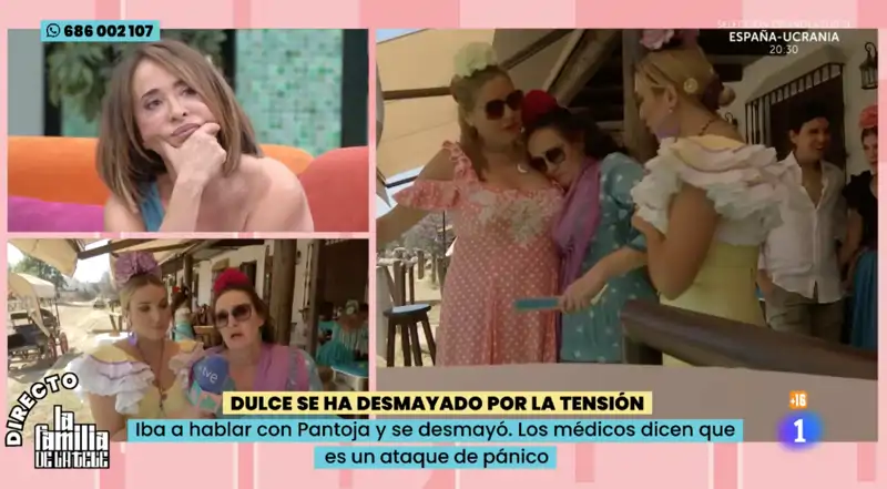 Dulce Delapiedra se desmaya en 'La familia de la tele'