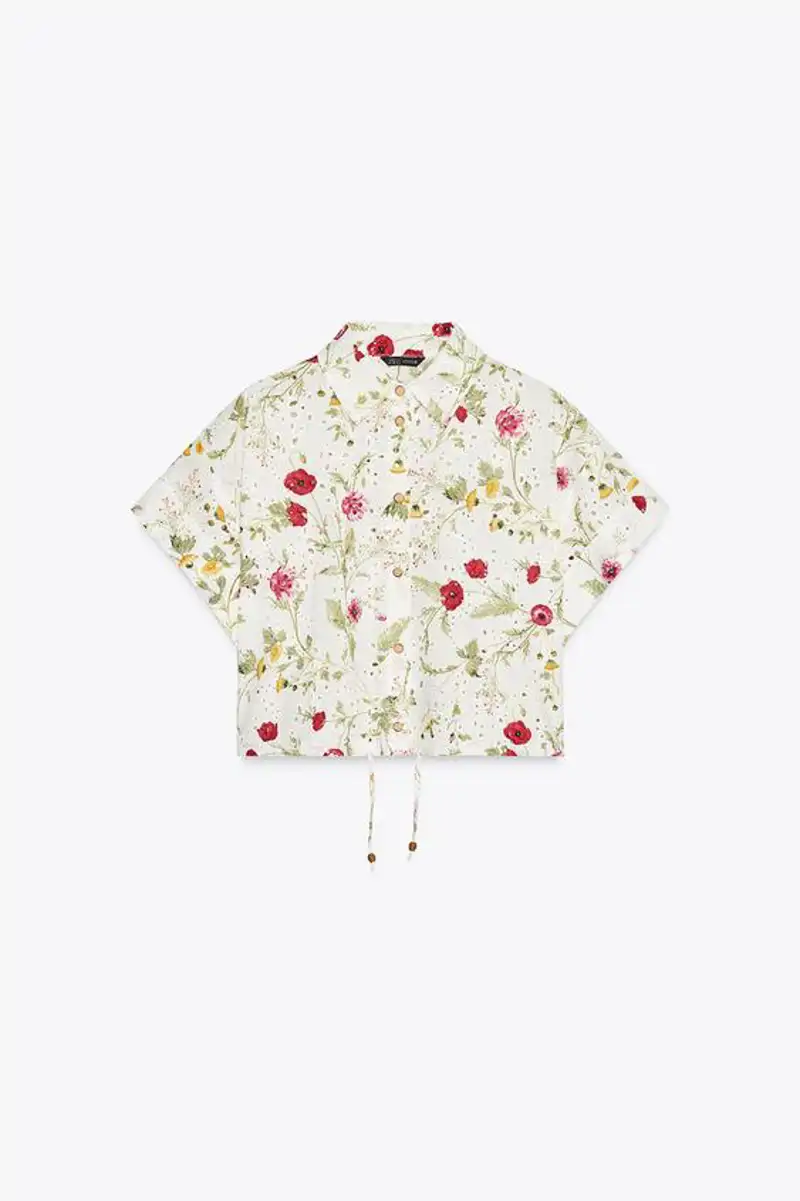 Camisa estampada bordados perforados de Zara 25,95 euros