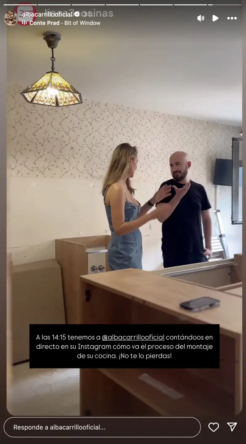 Storie de los preparativos tras la reforma de la cocina de Alba Carrillo