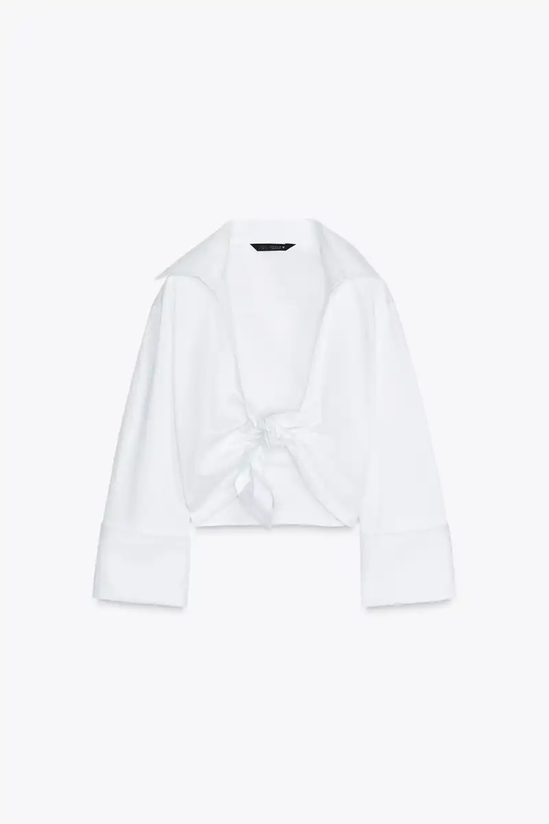 Camisa gabardina nudo de Zara 29,95 euros 