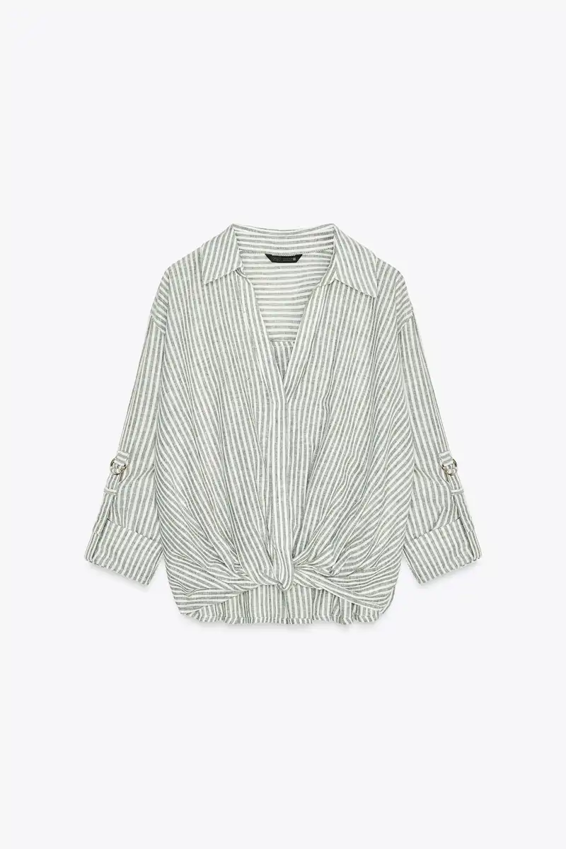 Camisa nudo con lino de Zara 25,95 euros 