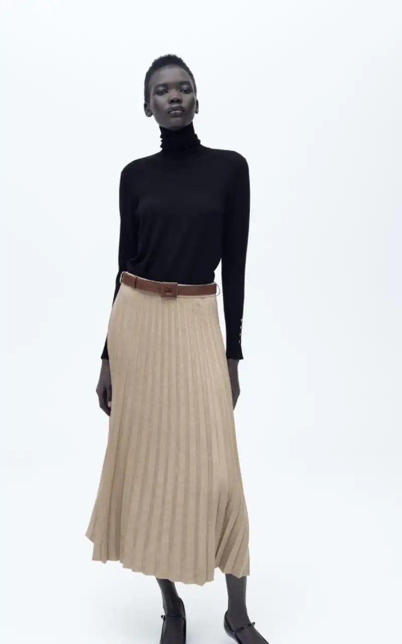 Falda beige de Zara