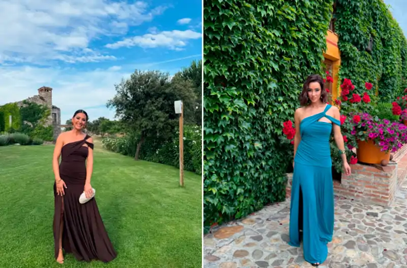 Nagore Robles y Adara con el mismo vestido de invitada de boda