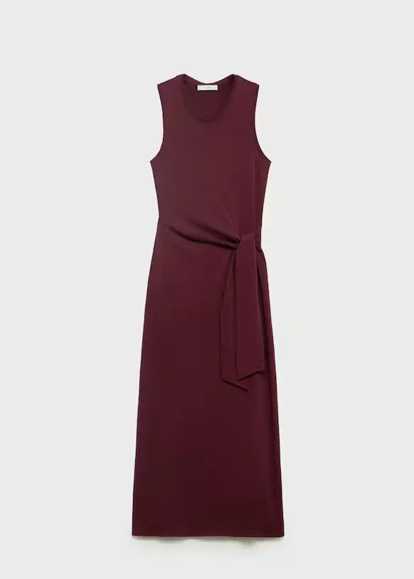 Vestido midi algodón nudo