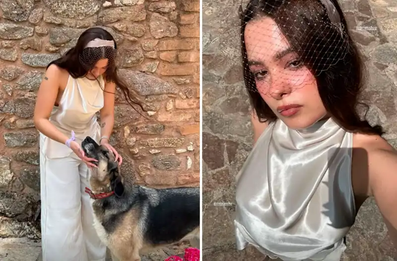 Manuela Sánchez, hija de Alejandro Sanz, en la comunión de sus hermanos