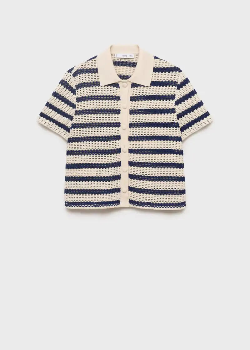 Cárdigan rayas manga corta crochet de Mango 25,99 euros