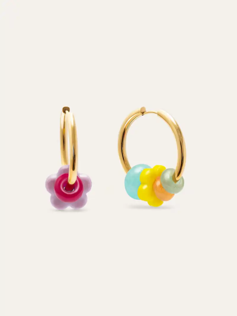 Pendientes Aro Carmen True Flower Colors Acero Baño Oro de Singularu 39,99 euros 