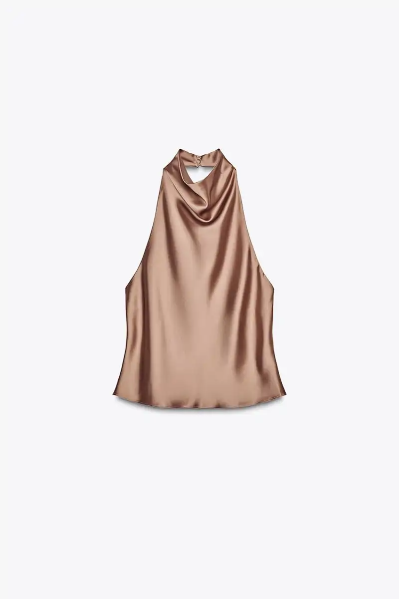 Top halter satinado de Zara 19,95 euros