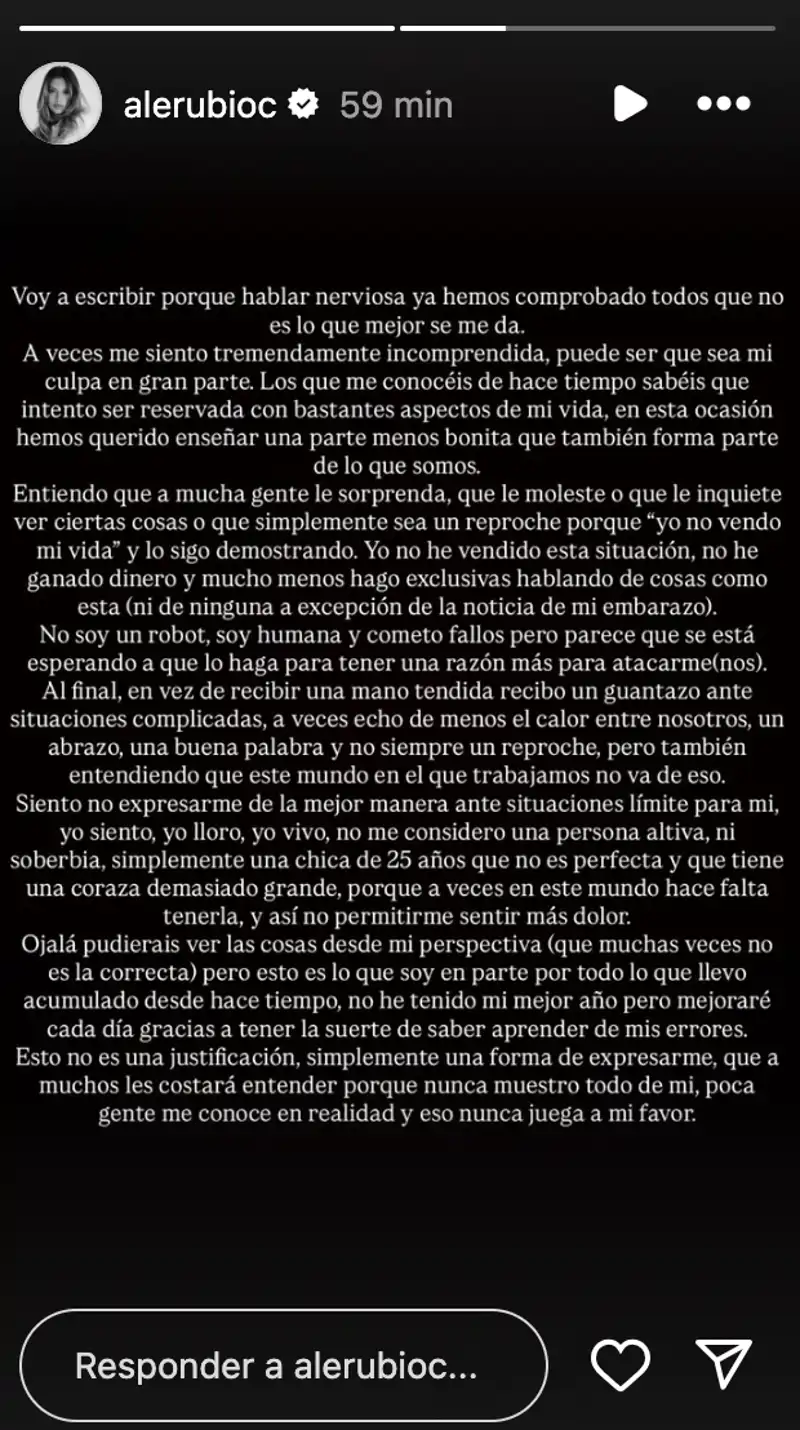 El comunicado de Alejandra Rubio