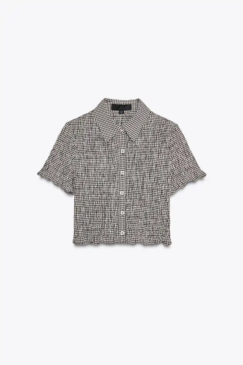 Camisa crop cuadro vichy de Zara 12,99 euros 