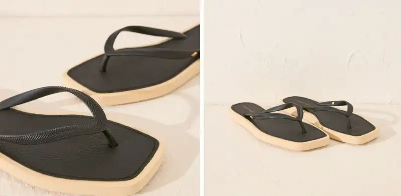 Chanclas punta cuadrada serpiente negro