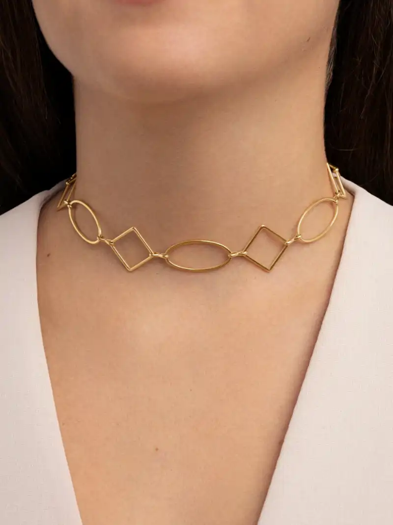 Choker Rhomb & Oval Acero Baño Oro de Singularu 12,99 euros 