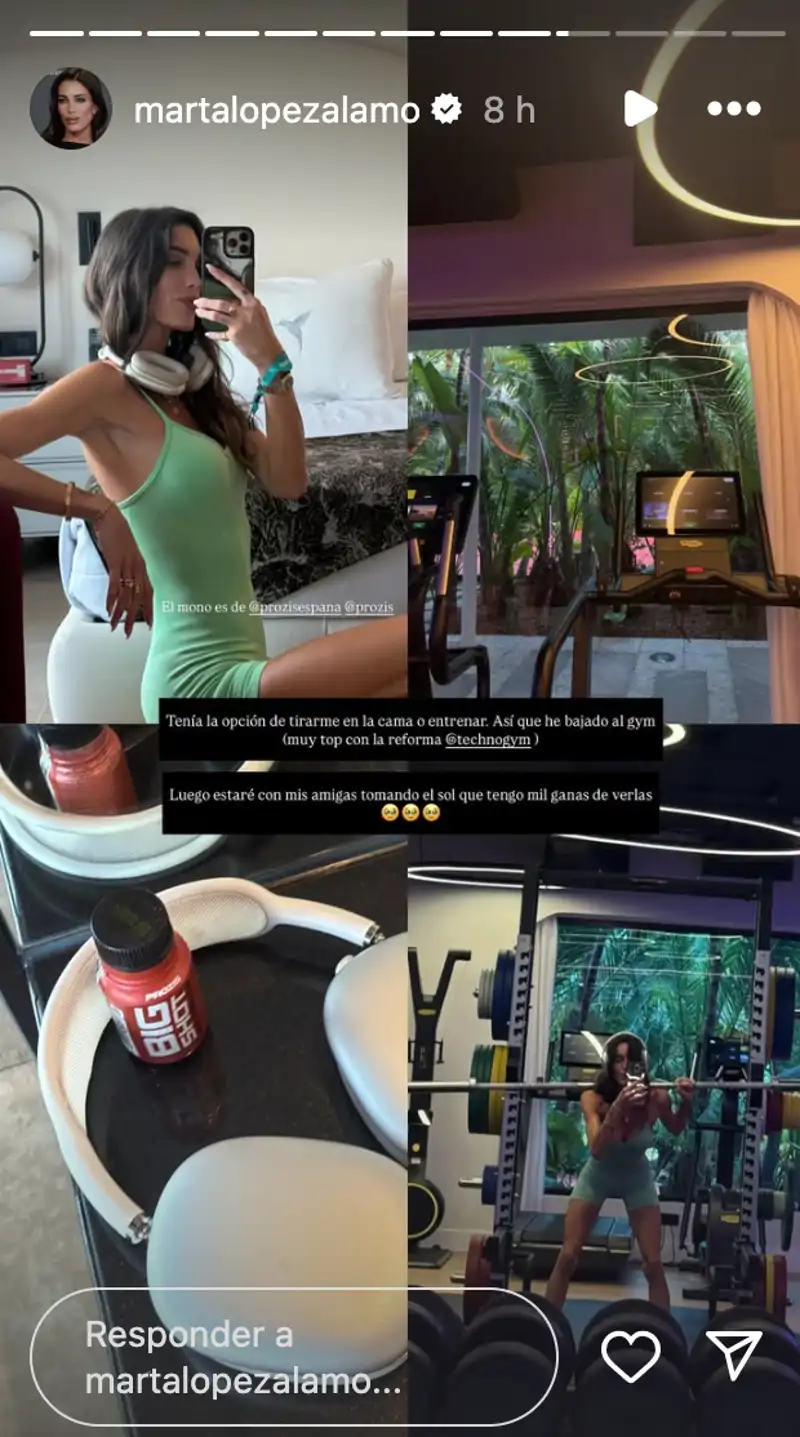 Marta López Álamo en el gimasio del hotel