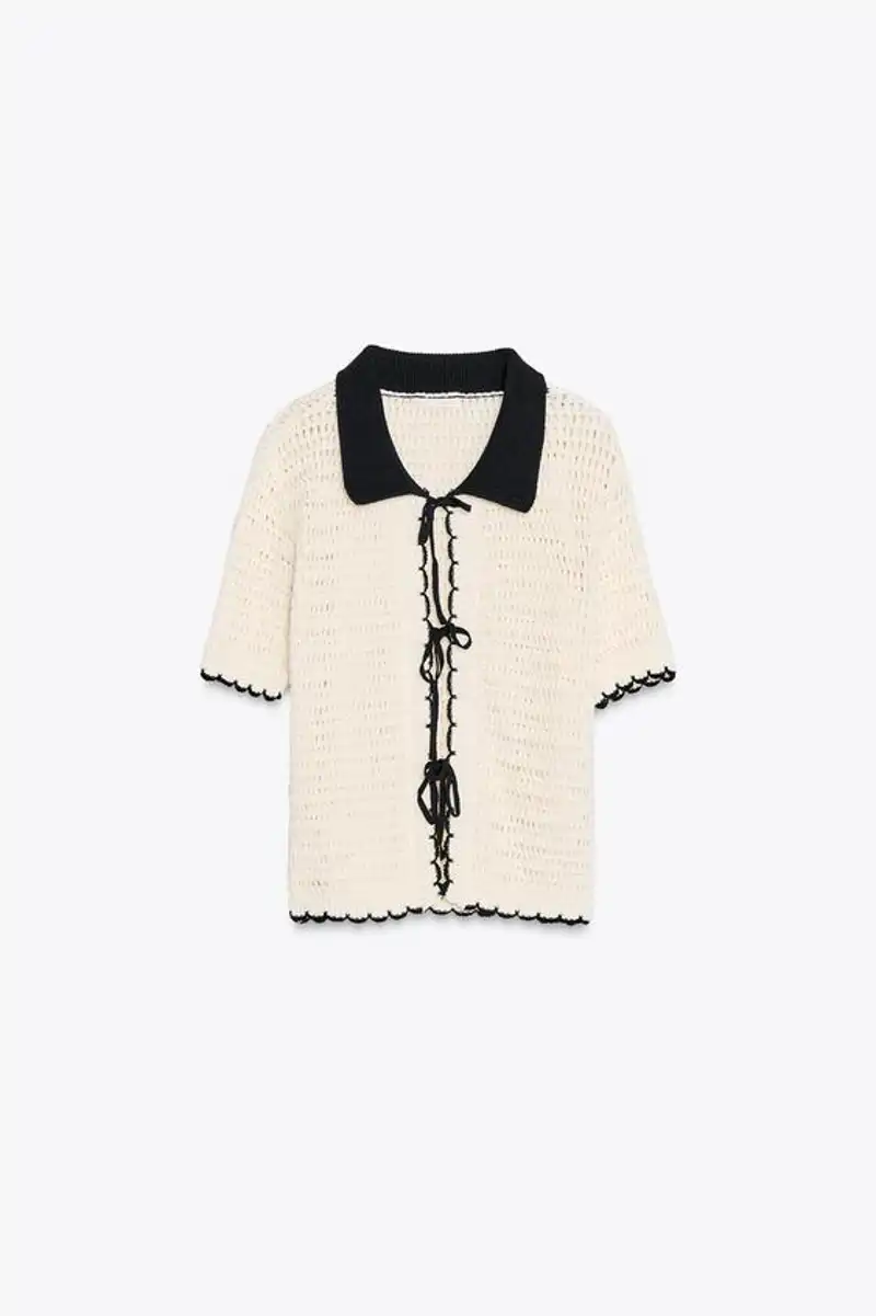 Top cuello polo crochet de Zara 9,99 euros