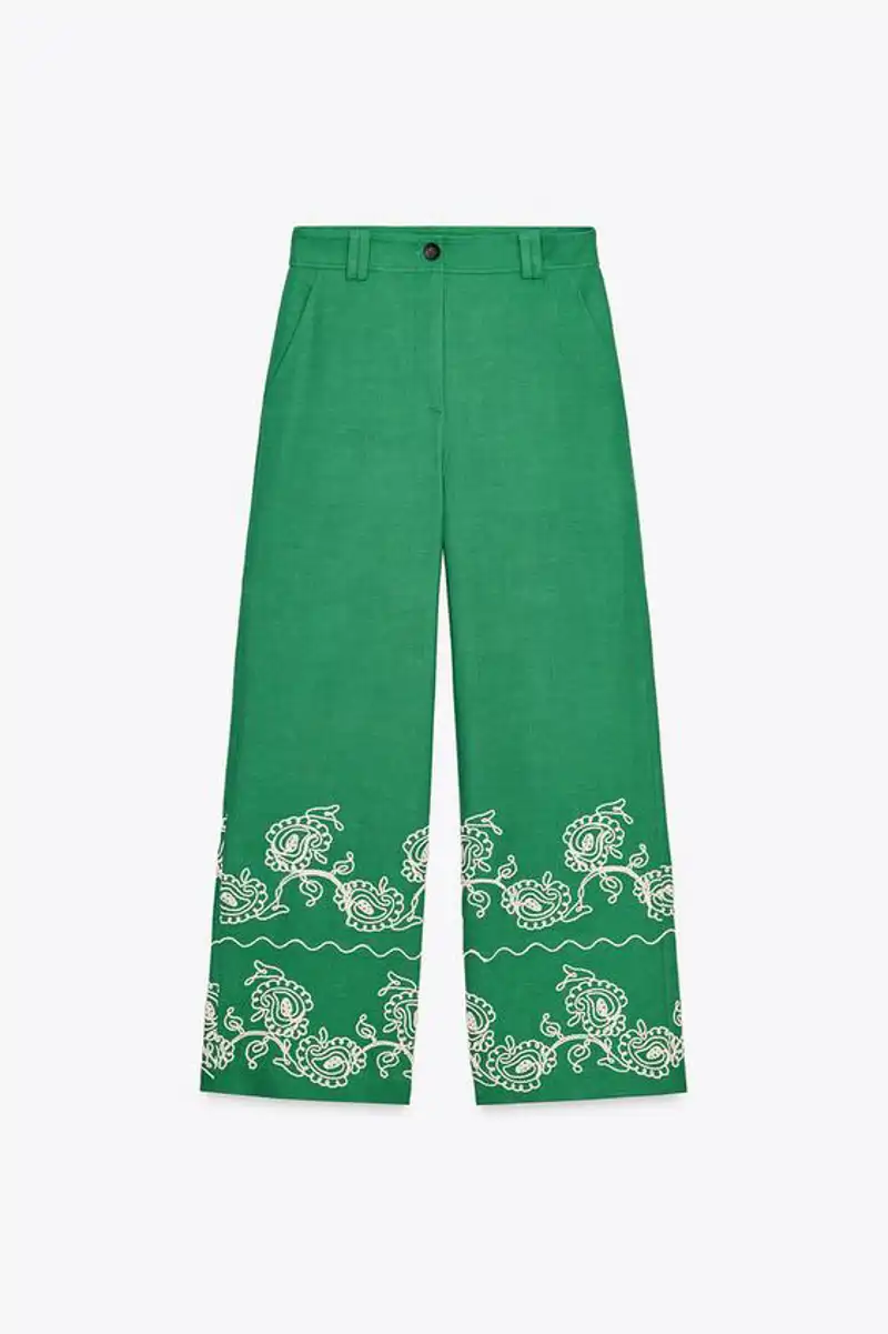 Pantalón culotte bordados mezcla lino ZW Collection 12,99 euros