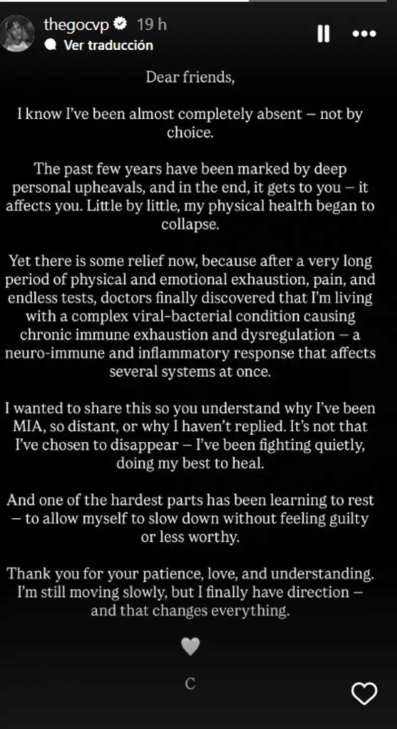 Carta compartida por Celia Vega-Penichet en sus historias de Instagram