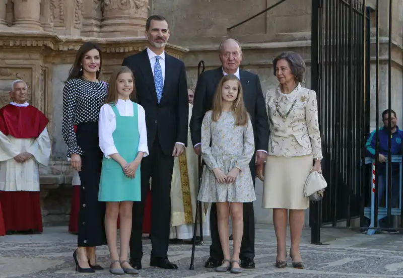 La familia real española al completo en la Misa de Pascua de 2018 en Palma