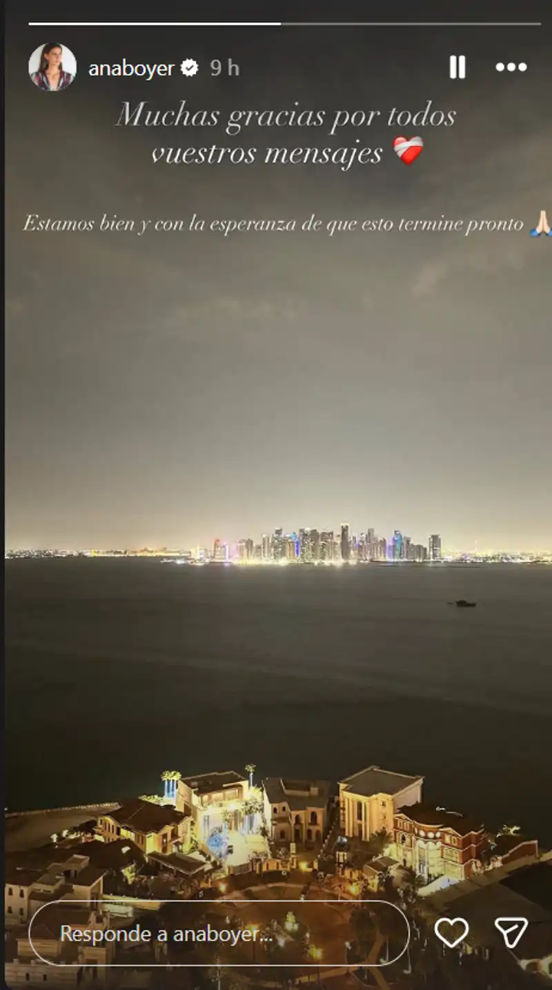 Ana Boyer publica un mensaje en sus redes sociales donde confirma que la familia se encuentra bien. "Con la esperanza de que esto termine pronto"