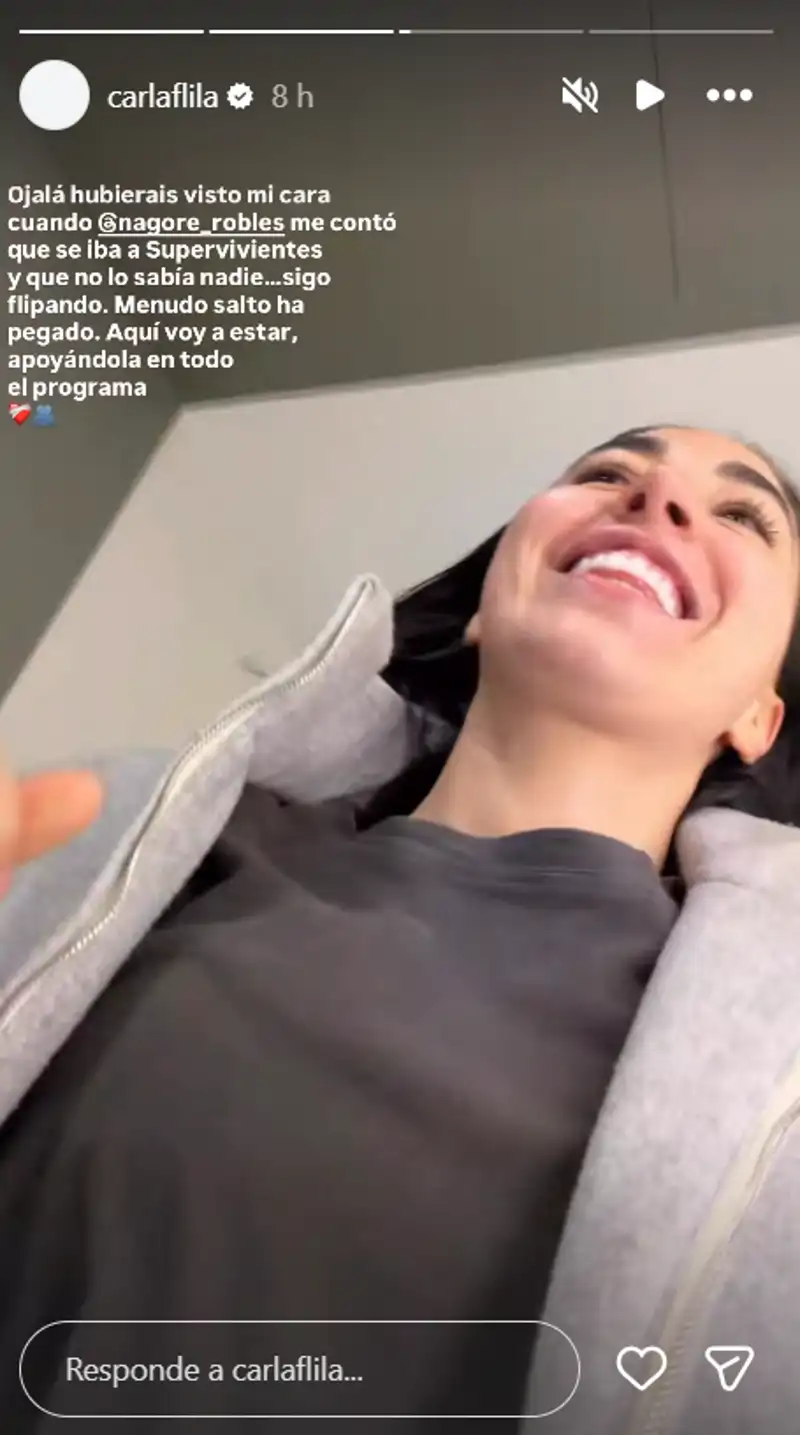 Carla Flila reacciona al salto de Nagore Robles desde el helicóptero de 'Supervivientes'