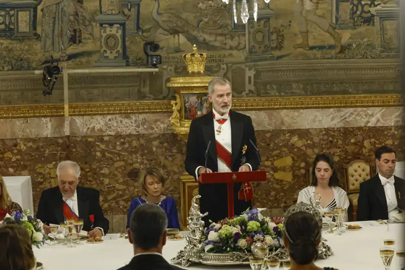 El Rey Felipe en el Comedor de Gala del Palacio Real de Madrid