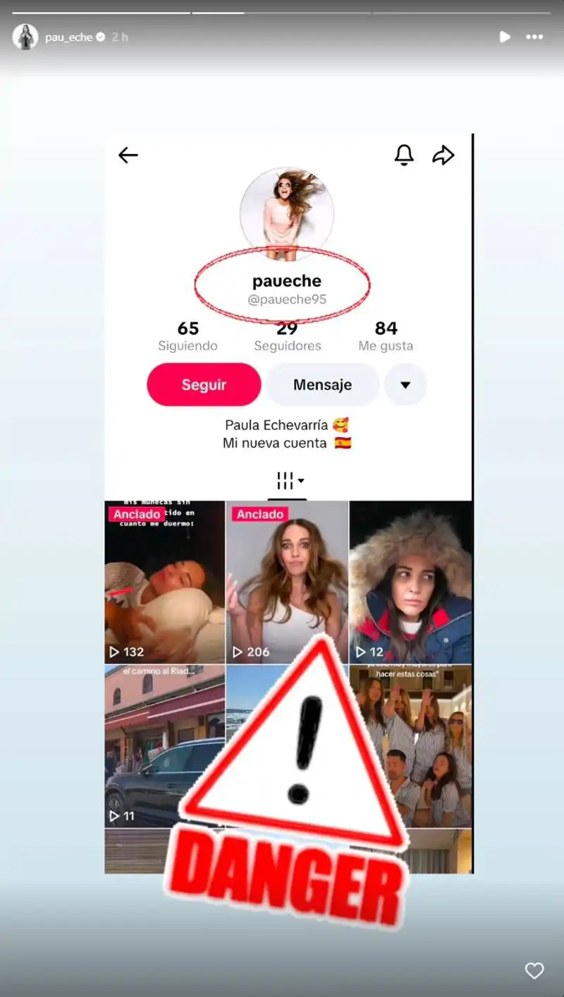 Paula Echevarría muestra el nombre de una de las cuentas que se hace pasar por ella