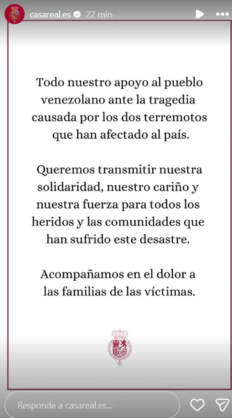 La Casa Real española ha emitido un comunicado tras la tragedia ocurrida en Venezuela en las últimas horas. 