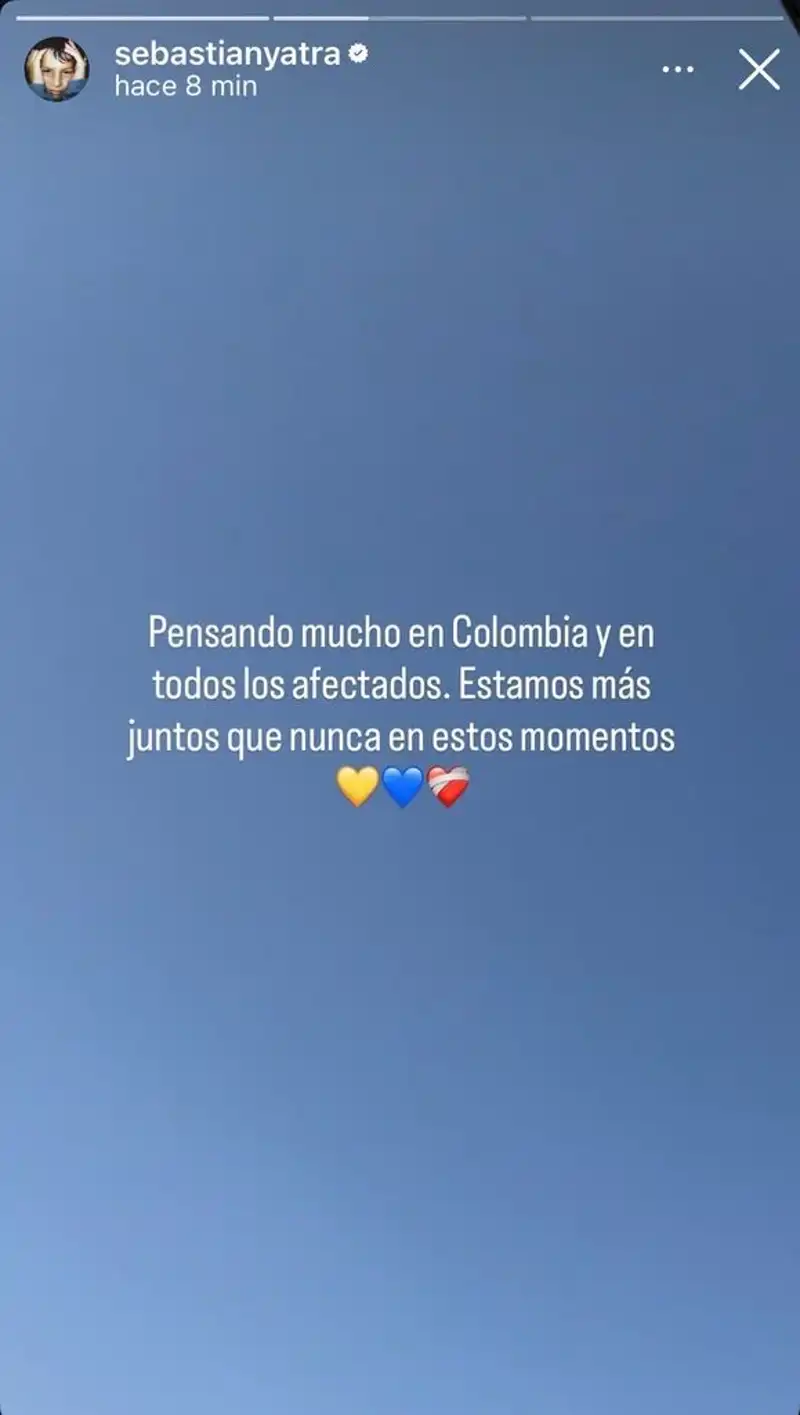 El mensaje de Sebastián Yatra.