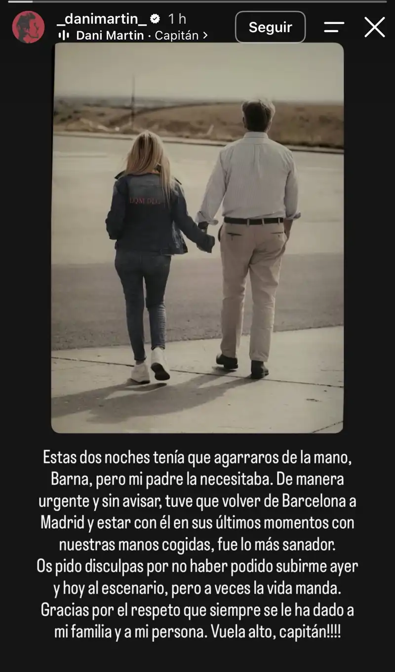 El desgarrador mensaje de Dani Martín tras la muerte de su padre